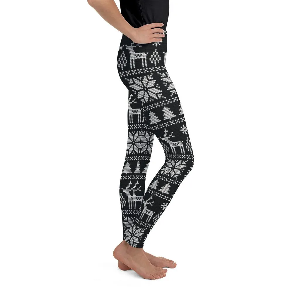 B&W Ugly Christmas Youth Leggings