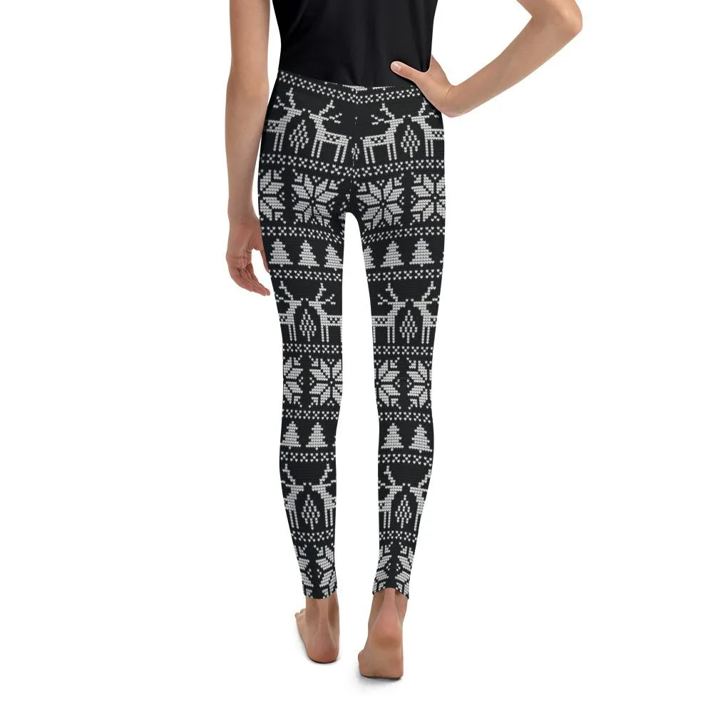 B&W Ugly Christmas Youth Leggings