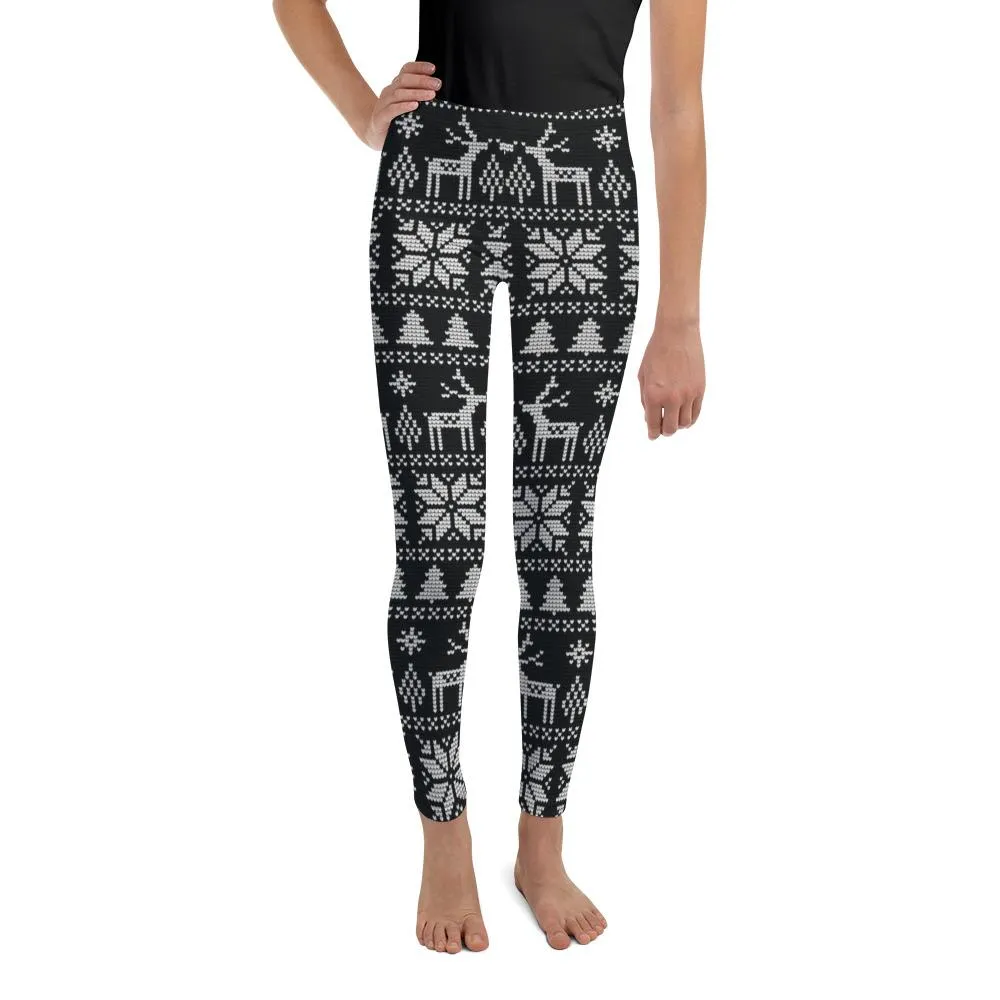 B&W Ugly Christmas Youth Leggings