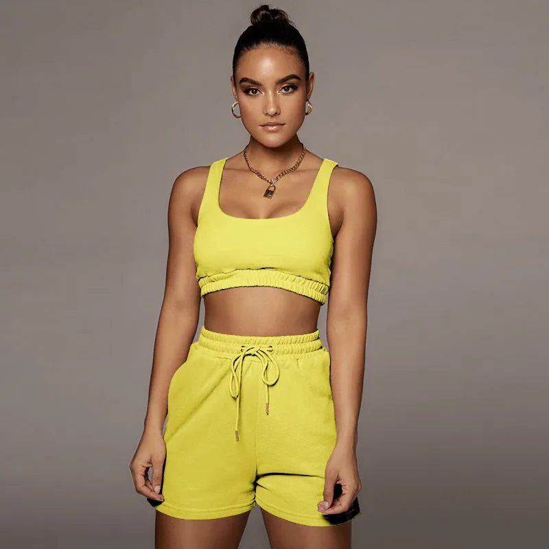Blue Sleeveless Tank Short Sets