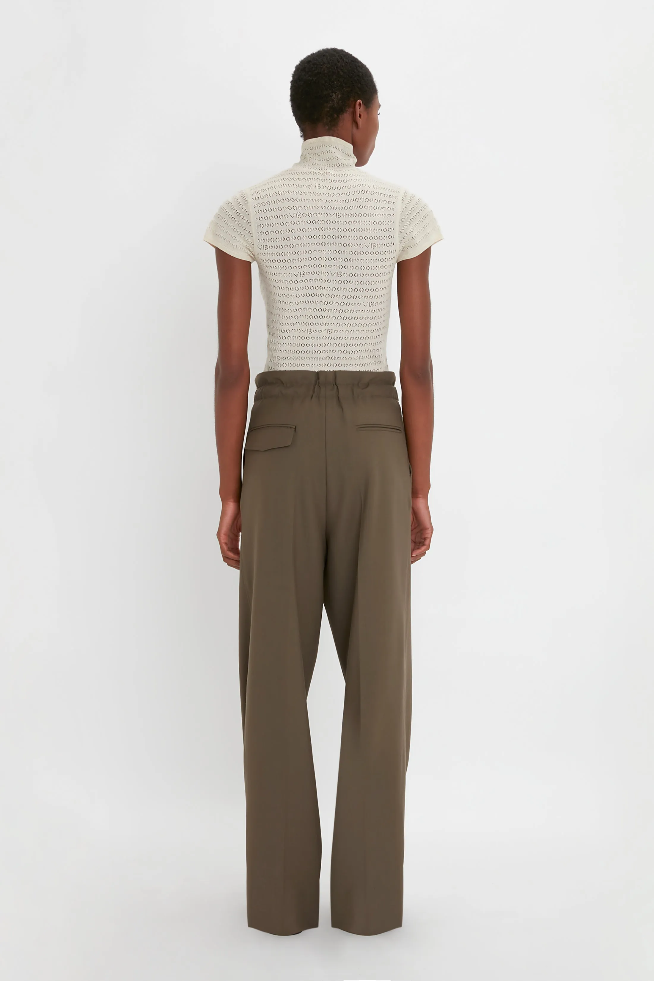 Gathered Waist Utility Trouser In Oregano