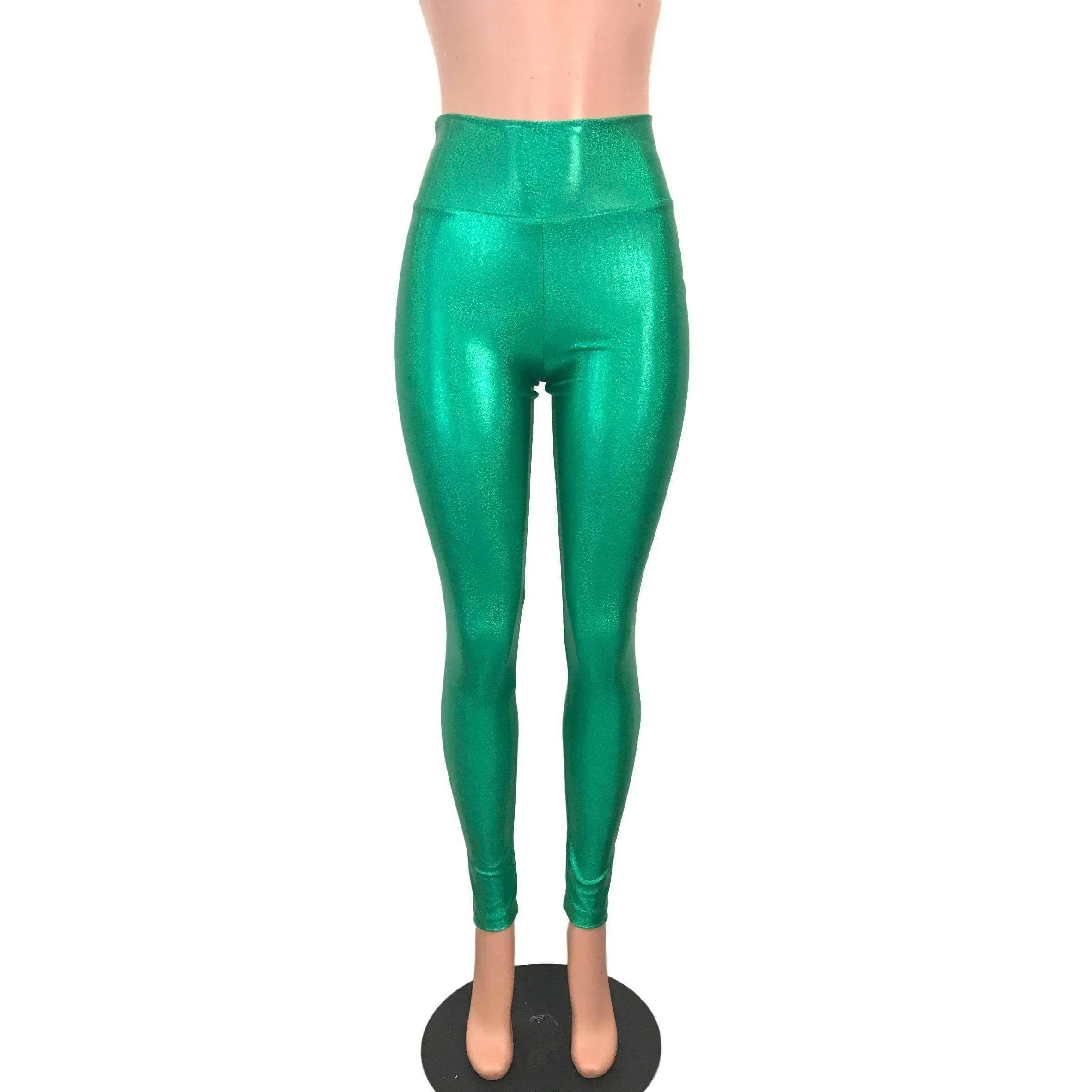Green Sparkle High Waisted Leggings Pants