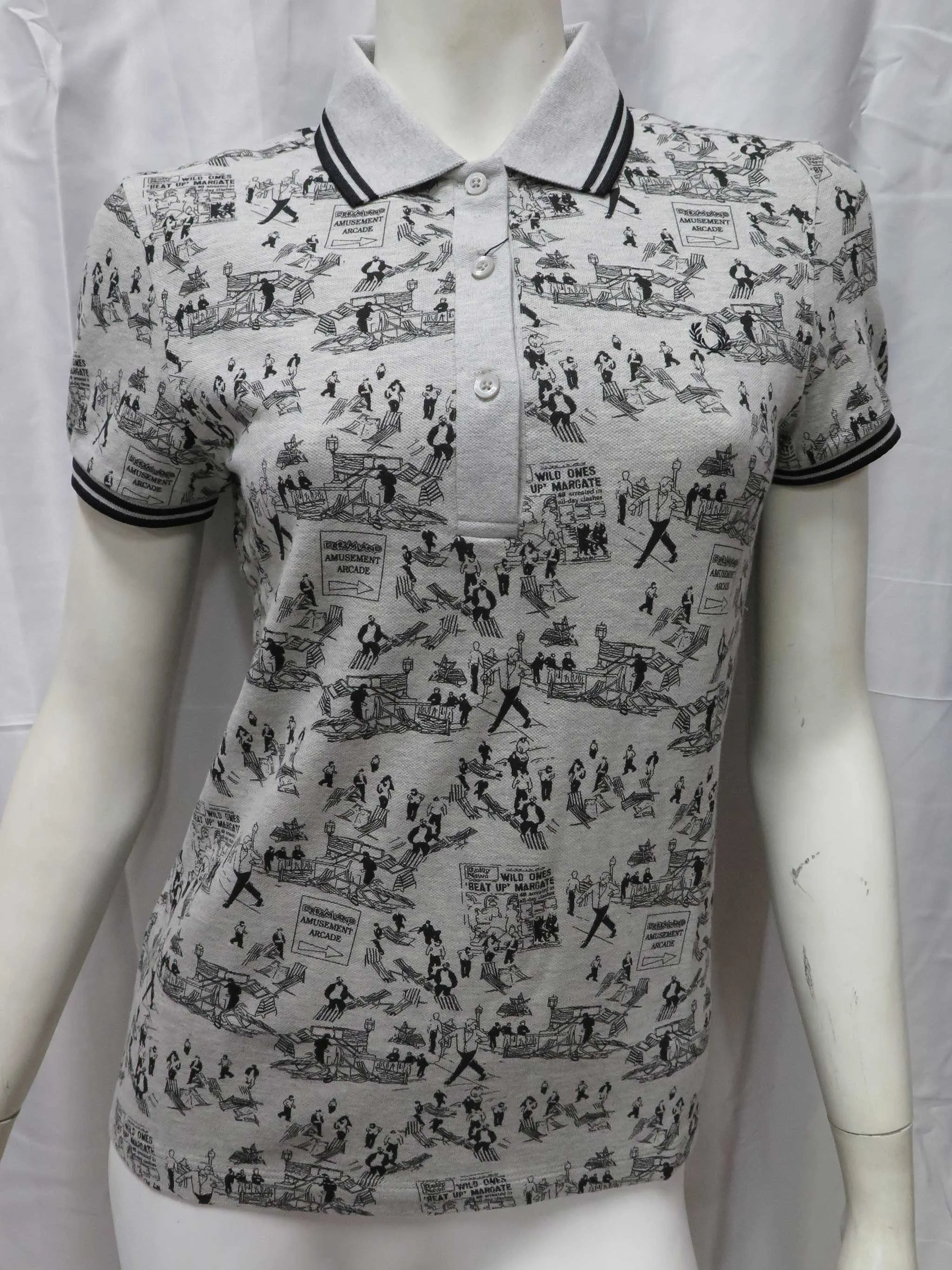 LADIES WHITSUN WEEKEND PRINT SHIRT (MARBLE GREY)