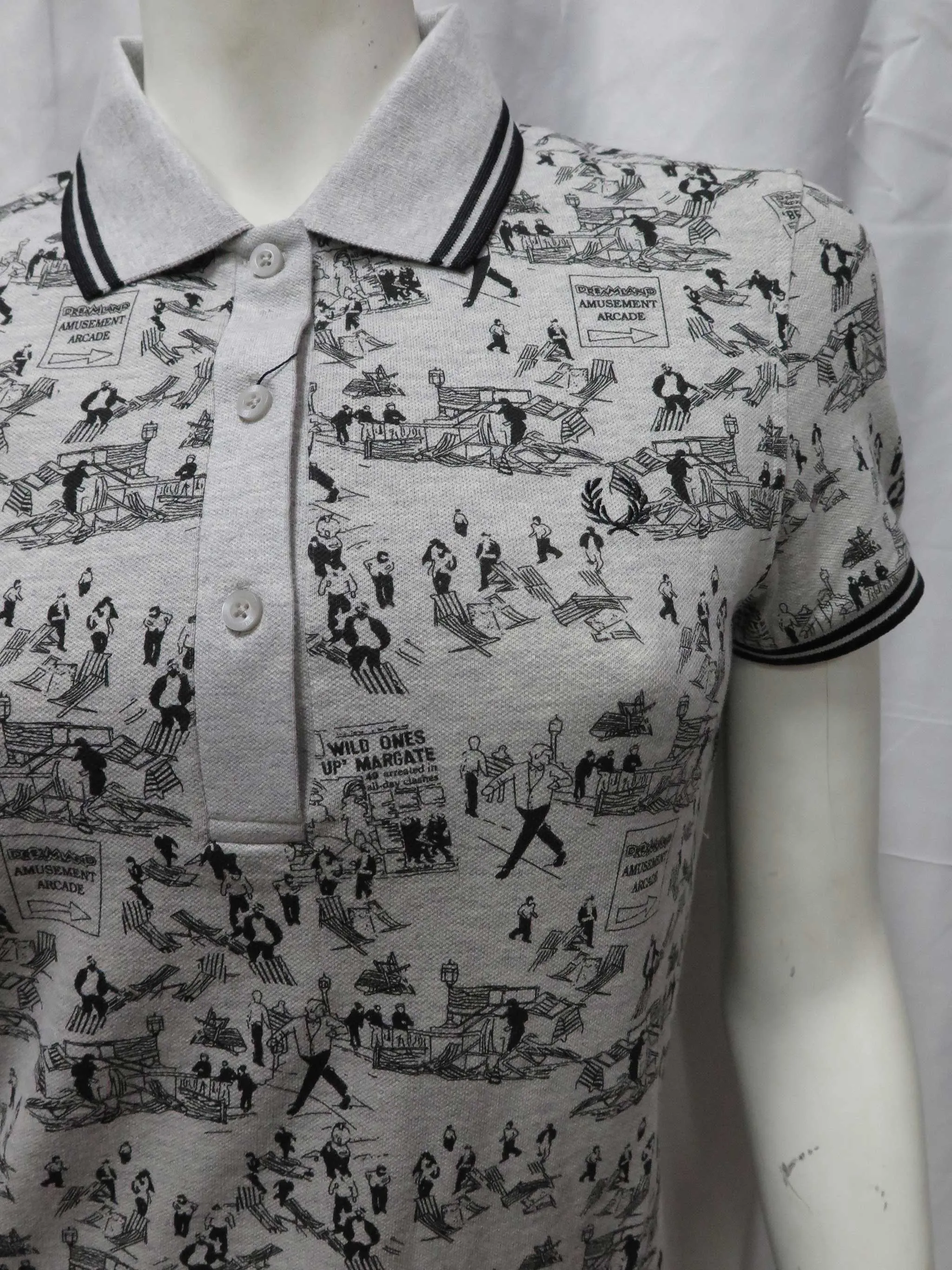 LADIES WHITSUN WEEKEND PRINT SHIRT (MARBLE GREY)