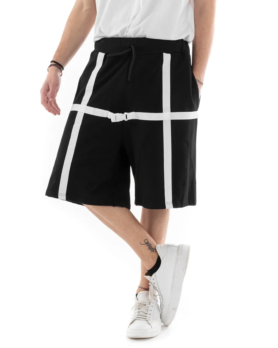 Pantaloncino Bermuda Uomo Corto Tuta Nero Pantalaccio GIOSAL-PC1117A