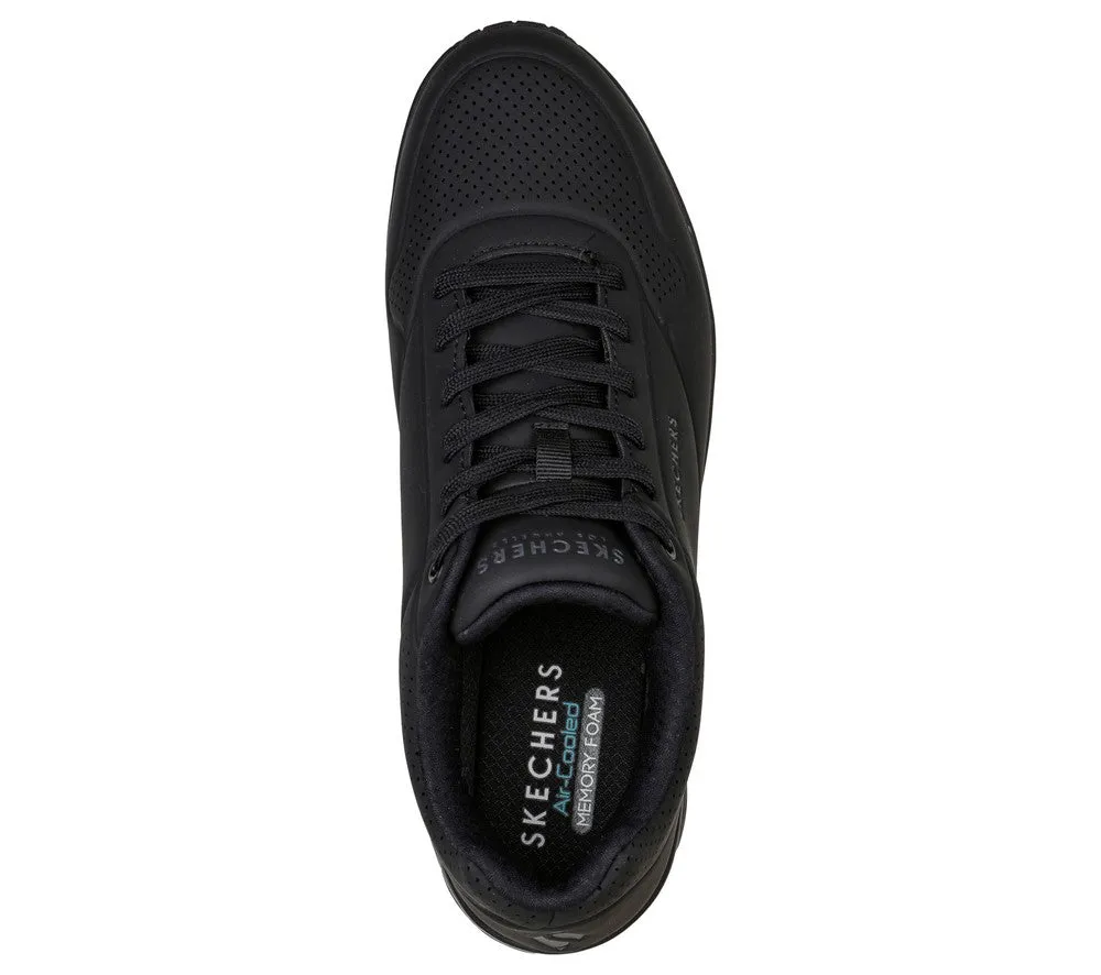 Pantofi sport, barbati, SKECHERS Uno Stand On Air, 52458-BBK negru, piele ecologica