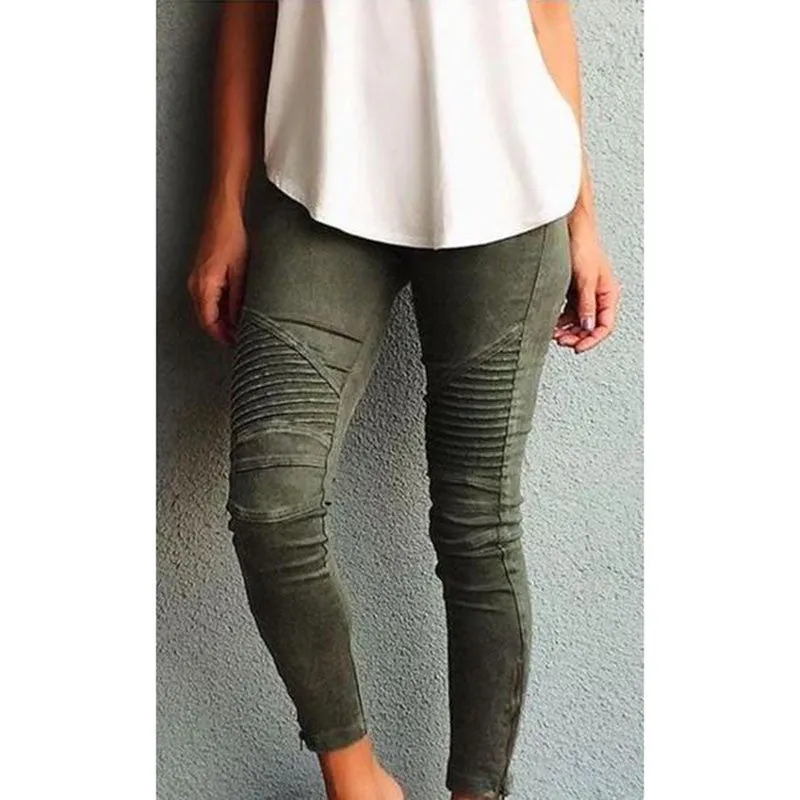 Pleated skinny jeans