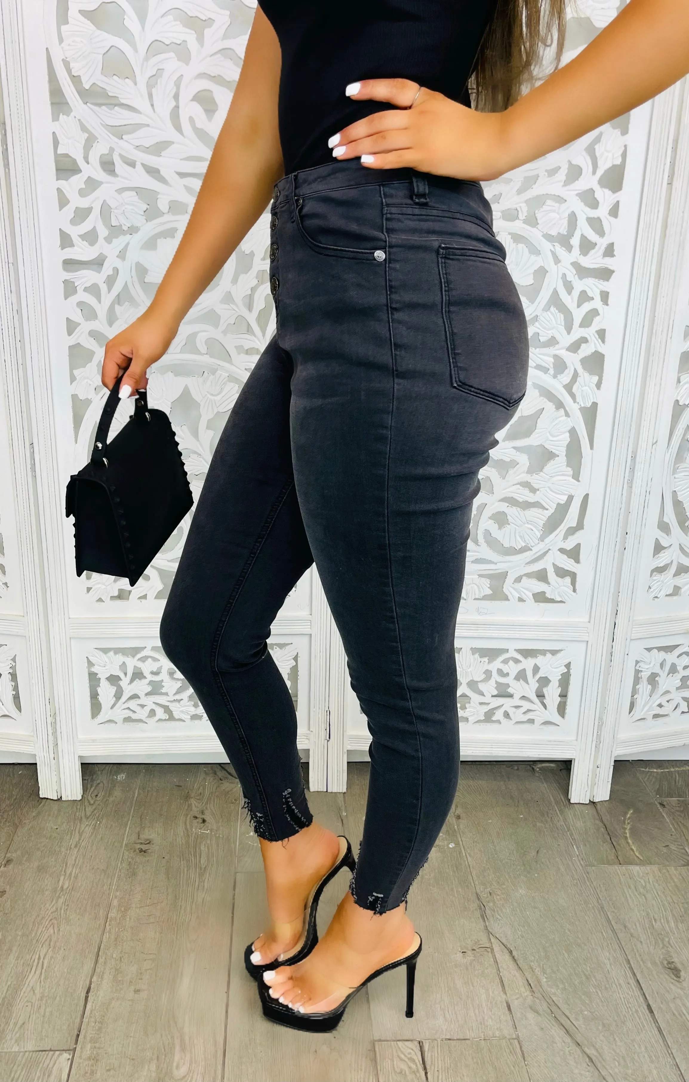 SKINNY LOVE 5 Button Denim Stretch Jeans