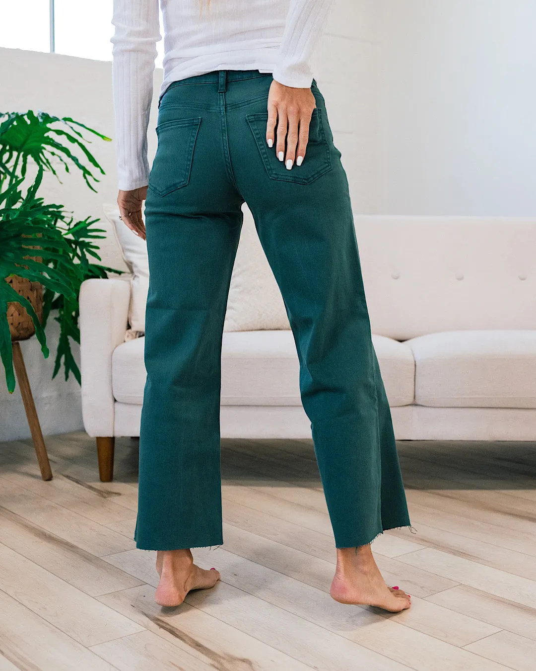 Vervet Skye Wide Leg Non Distressed Crop Jeans - Balsam